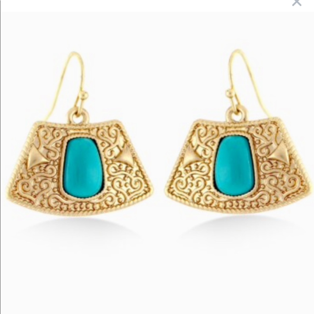 Gold/Turquoise Color Scroll Earring